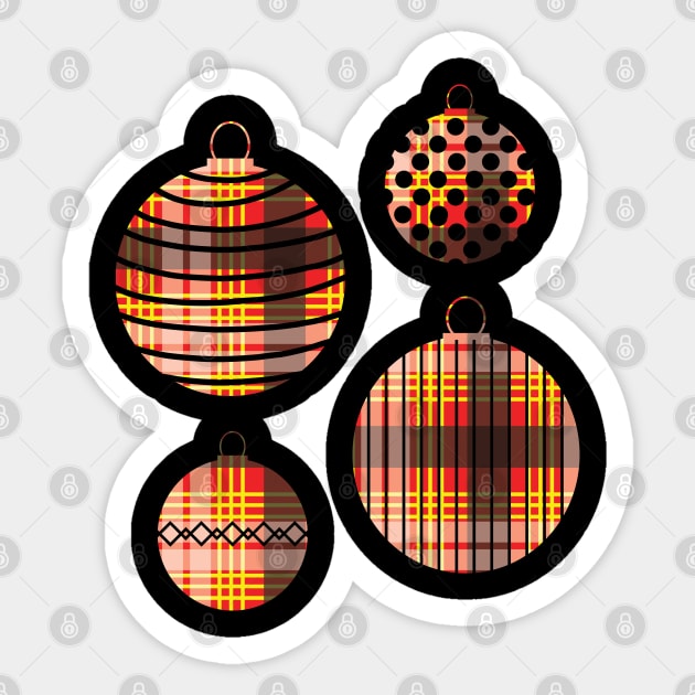 Red, Yellow and Black Tartan Christmas Baubles Sticker by MacPean